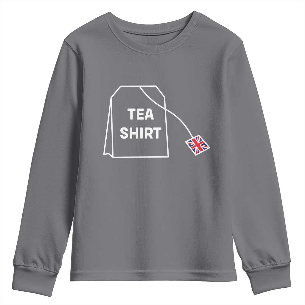 I Love English Tea UK Flag Youth Sweatshirt Vintage British Humor TS10 Charcoal Print Your Wear