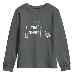 I Love English Tea UK Flag Youth Sweatshirt Vintage British Humor TS10 Dark Heather Print Your Wear