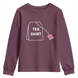 I Love English Tea UK Flag Youth Sweatshirt Vintage British Humor TS10 Maroon Print Your Wear