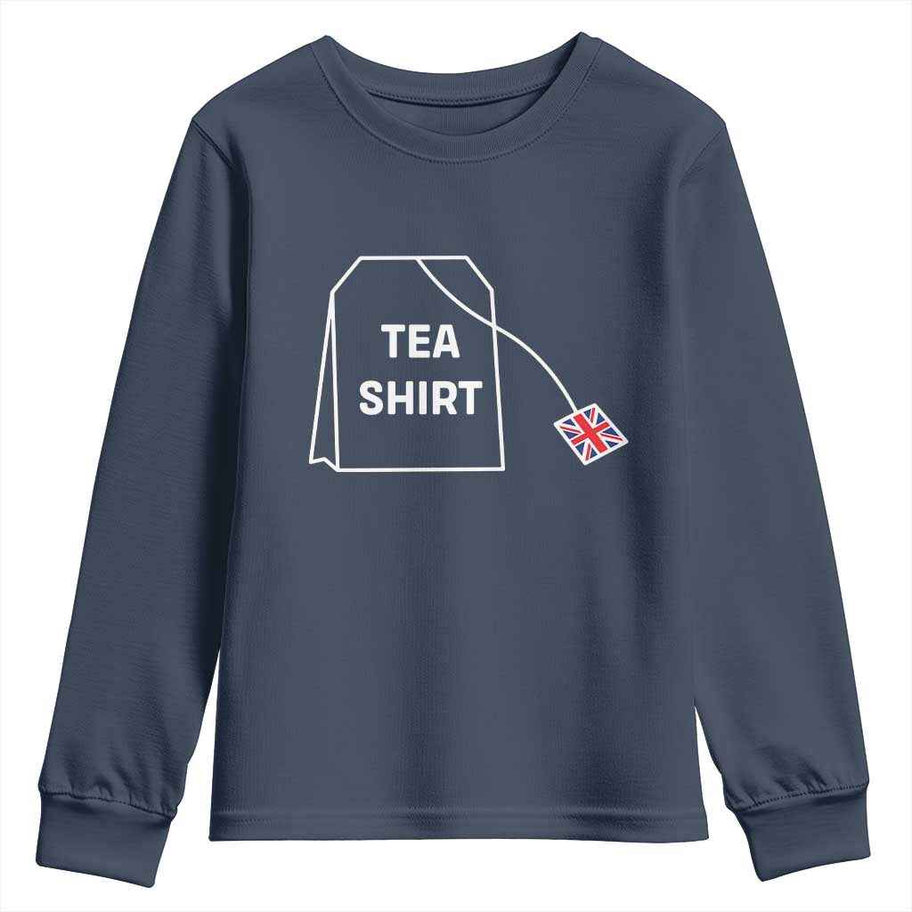 I Love English Tea UK Flag Youth Sweatshirt Vintage British Humor TS10 Navy Print Your Wear
