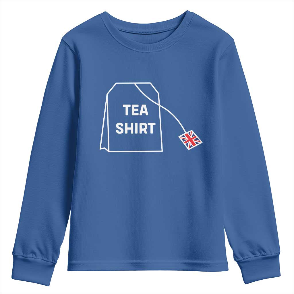 I Love English Tea UK Flag Youth Sweatshirt Vintage British Humor TS10 Royal Blue Print Your Wear