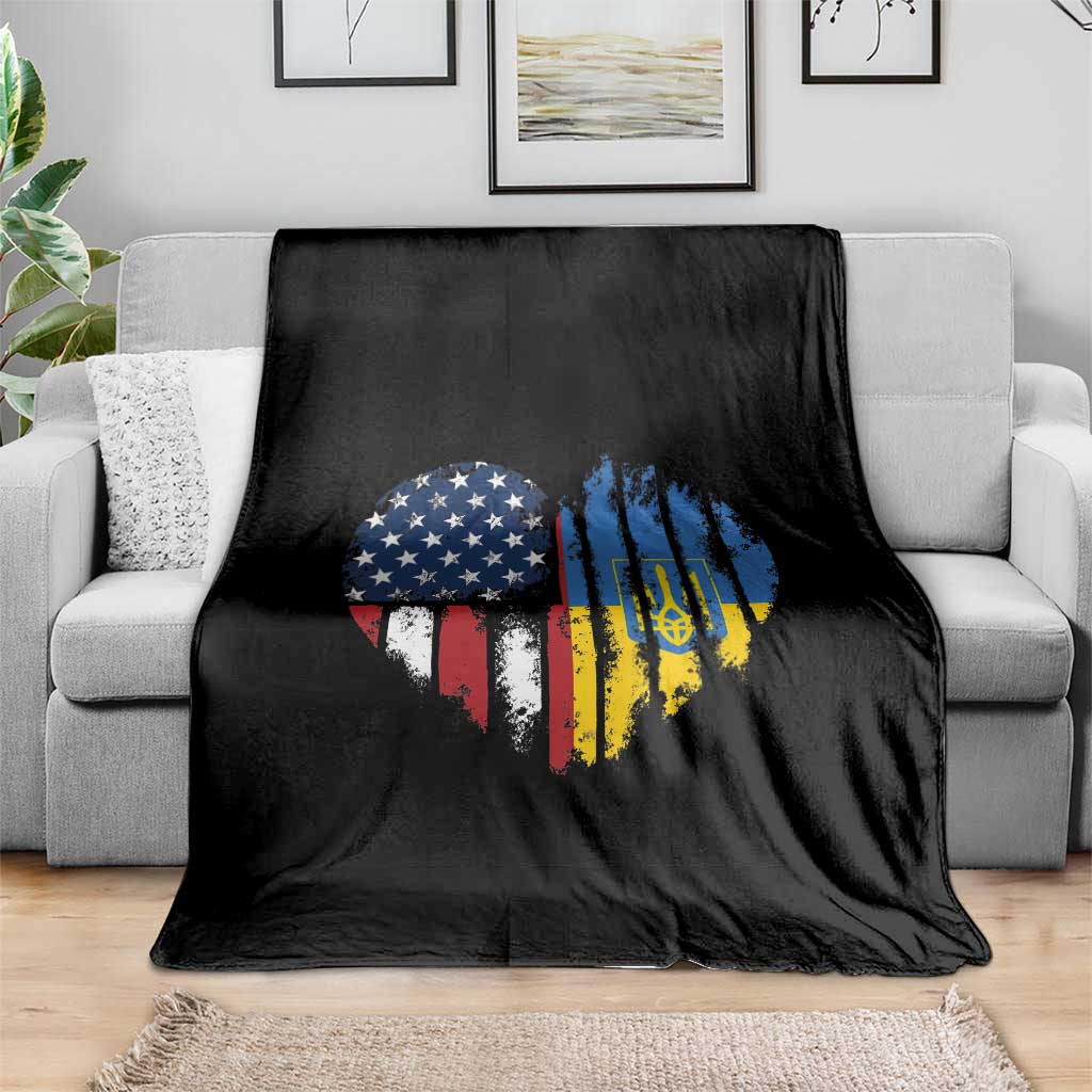 Support Ukraine Throw Blanket Stand With Ukraine American Ukrainian Flag TS10 Print Your Wear