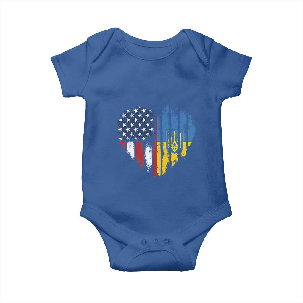 Support Ukraine Baby Onesie Stand With Ukraine American Ukrainian Flag TS10 Royal Blue Print Your Wear