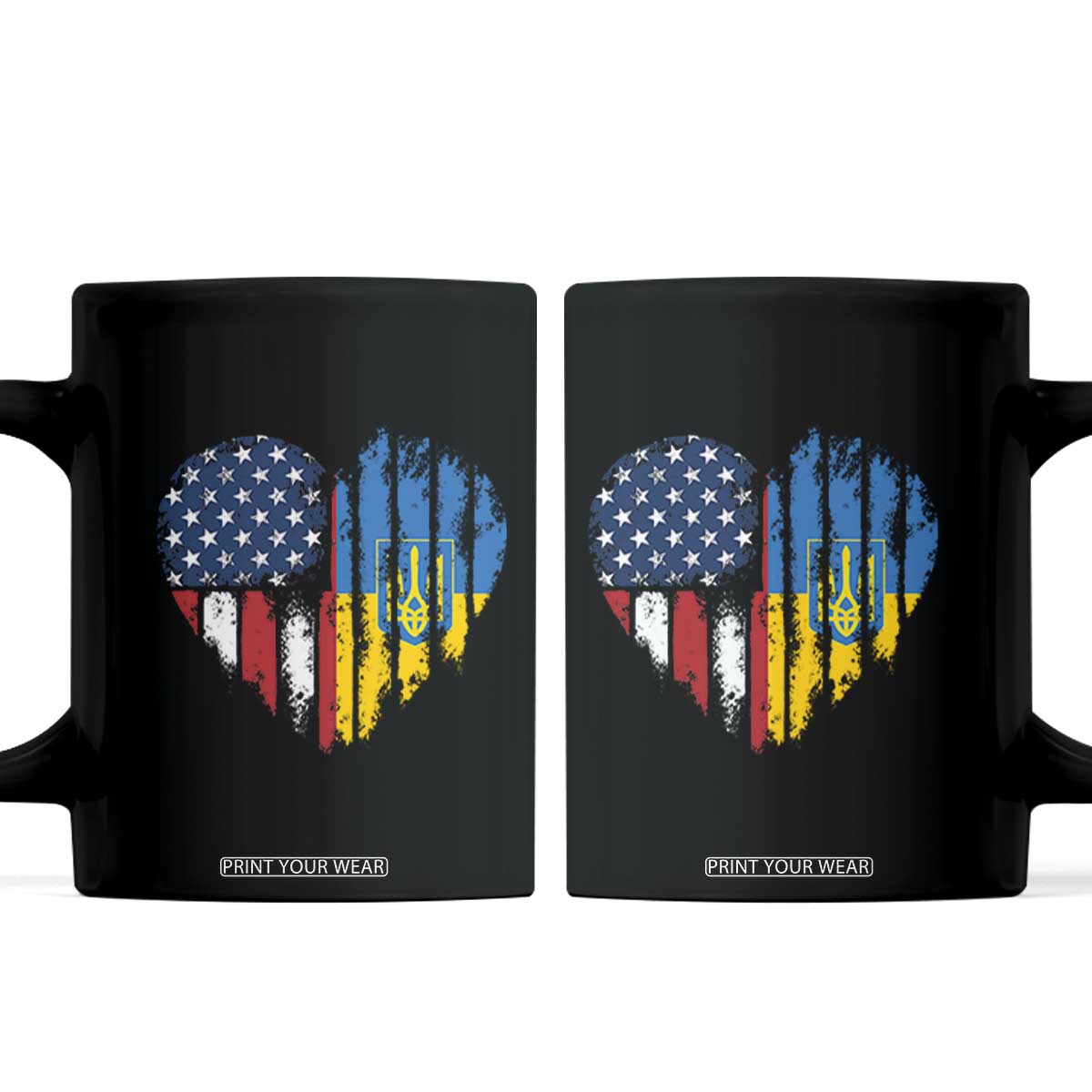 Support Ukraine Coffee Mug Stand With Ukraine American Ukrainian Flag TS10 Black Print Your Wear