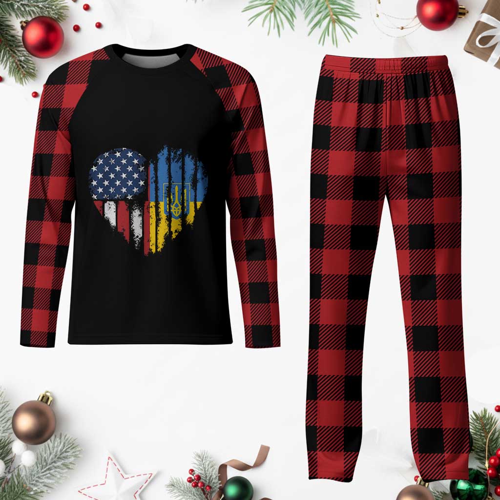 Support Ukraine Plaid Pajama Set Stand With Ukraine American Ukrainian Flag TS10 Buffalo Plaid Print Your Wear