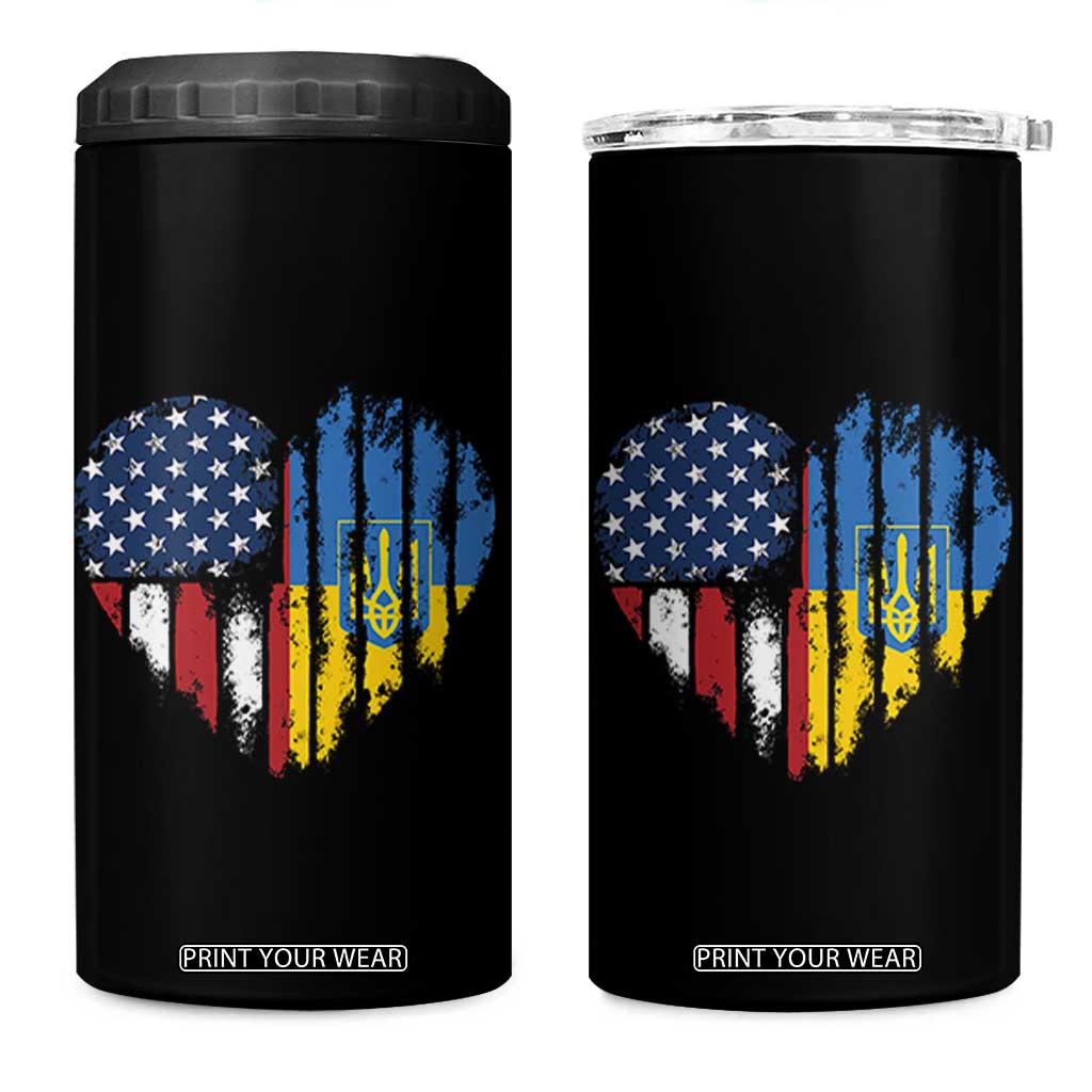 Support Ukraine 4 in 1 Can Cooler Tumbler Stand With Ukraine American Ukrainian Flag TS10 One Size: 16 oz Black Print Your Wear