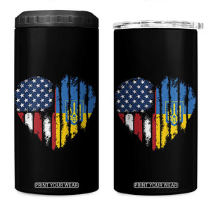 Support Ukraine 4 in 1 Can Cooler Tumbler Stand With Ukraine American Ukrainian Flag TS10 One Size: 16 oz Black Print Your Wear