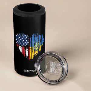 Support Ukraine 4 in 1 Can Cooler Tumbler Stand With Ukraine American Ukrainian Flag TS10 Print Your Wear