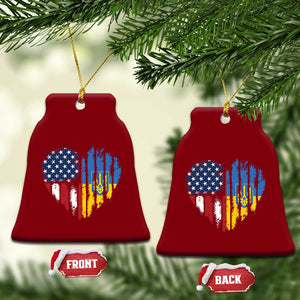 Support Ukraine Ceramic Ornament Stand With Ukraine American Ukrainian Flag TS10 Print Your Wear