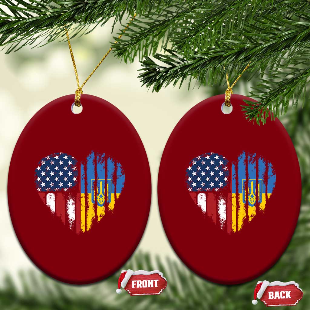 Support Ukraine Ceramic Ornament Stand With Ukraine American Ukrainian Flag TS10 Print Your Wear