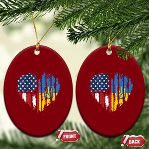 Support Ukraine Ceramic Ornament Stand With Ukraine American Ukrainian Flag TS10 Print Your Wear