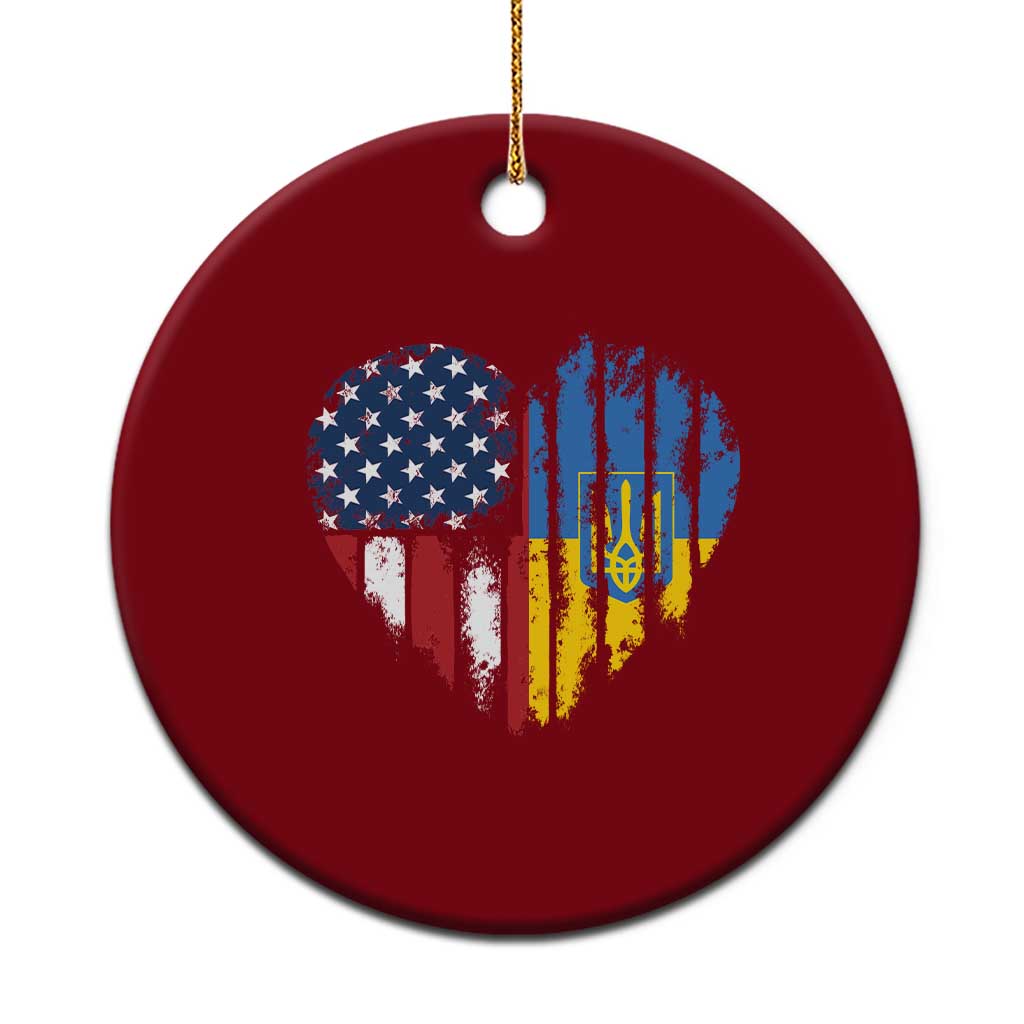 Support Ukraine Ceramic Ornament Stand With Ukraine American Ukrainian Flag TS10 1pc Red Print Your Wear