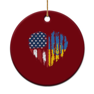 Support Ukraine Ceramic Ornament Stand With Ukraine American Ukrainian Flag TS10 1pc Red Print Your Wear