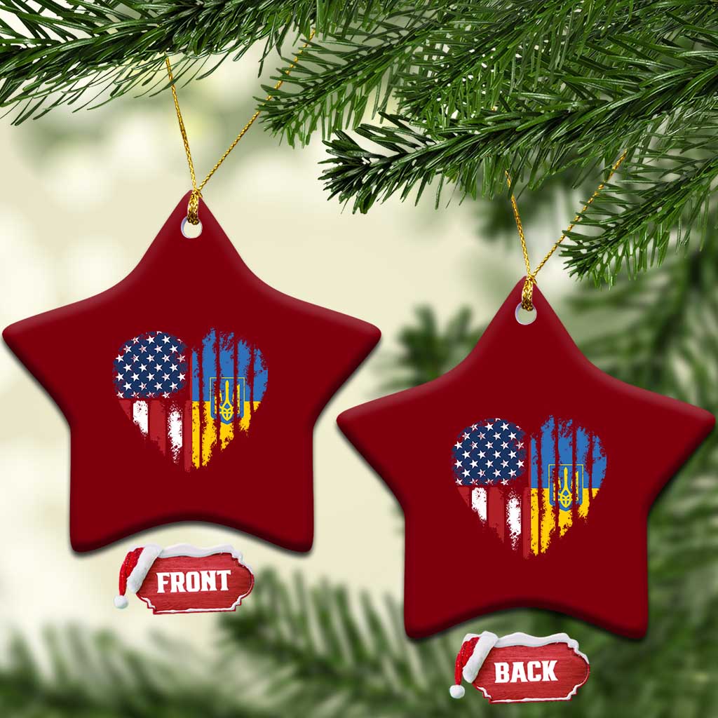 Support Ukraine Ceramic Ornament Stand With Ukraine American Ukrainian Flag TS10 Print Your Wear
