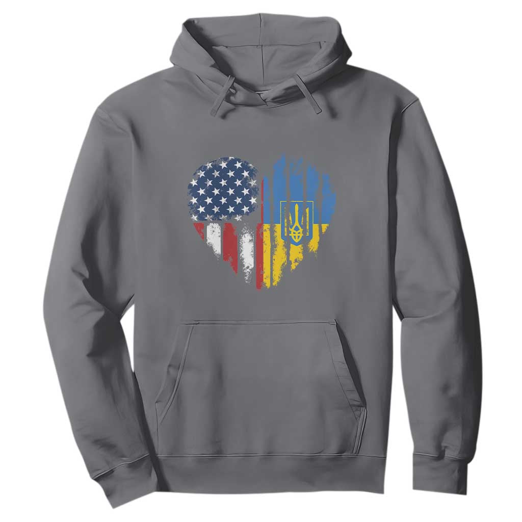 Support Ukraine Hoodie Stand With Ukraine American Ukrainian Flag TS10 Charcoal Print Your Wear
