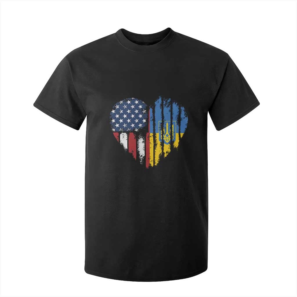 Support Ukraine T Shirt For Kid Stand With Ukraine American Ukrainian Flag TS10 Black Print Your Wear