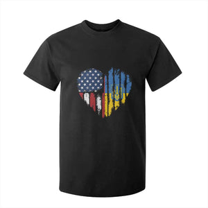 Support Ukraine T Shirt For Kid Stand With Ukraine American Ukrainian Flag TS10 Black Print Your Wear