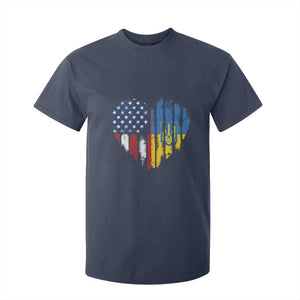 Support Ukraine T Shirt For Kid Stand With Ukraine American Ukrainian Flag TS10 Navy Print Your Wear
