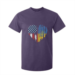 Support Ukraine T Shirt For Kid Stand With Ukraine American Ukrainian Flag TS10 Purple Print Your Wear