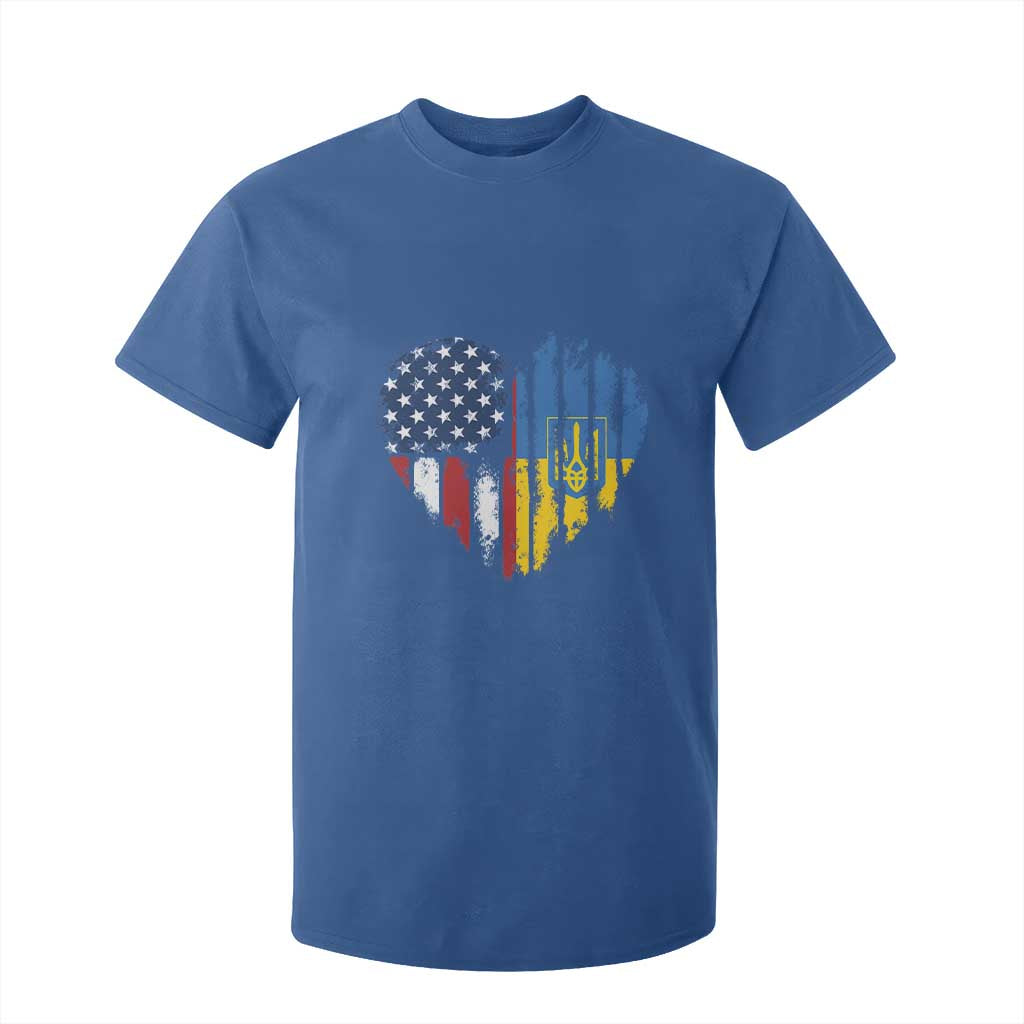 Support Ukraine T Shirt For Kid Stand With Ukraine American Ukrainian Flag TS10 Royal Blue Print Your Wear