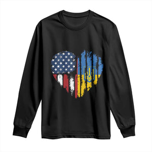Support Ukraine Long Sleeve Shirt Stand With Ukraine American Ukrainian Flag TS10 Black Print Your Wear