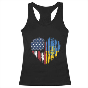Support Ukraine Racerback Tank Top Stand With Ukraine American Ukrainian Flag TS10 Black Print Your Wear