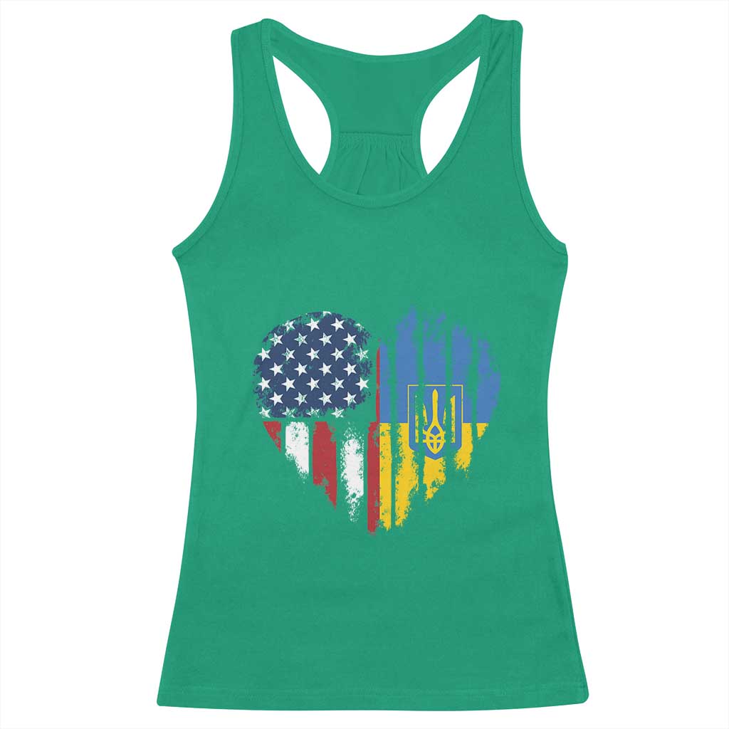 Support Ukraine Racerback Tank Top Stand With Ukraine American Ukrainian Flag TS10 Irish Green Print Your Wear