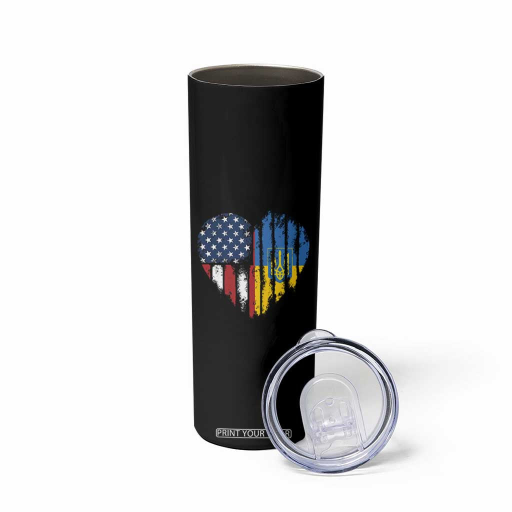 Support Ukraine Skinny Tumbler Stand With Ukraine American Ukrainian Flag TS10 Print Your Wear
