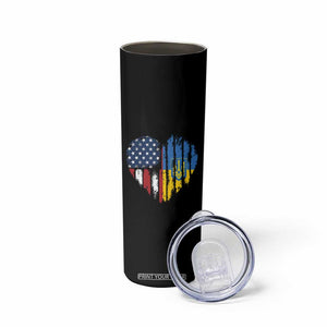 Support Ukraine Skinny Tumbler Stand With Ukraine American Ukrainian Flag TS10 Print Your Wear