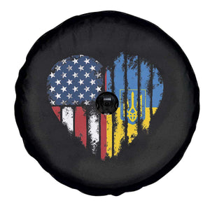 Support Ukraine Spare Tire Cover Stand With Ukraine American Ukrainian Flag TS10 Print Your Wear
