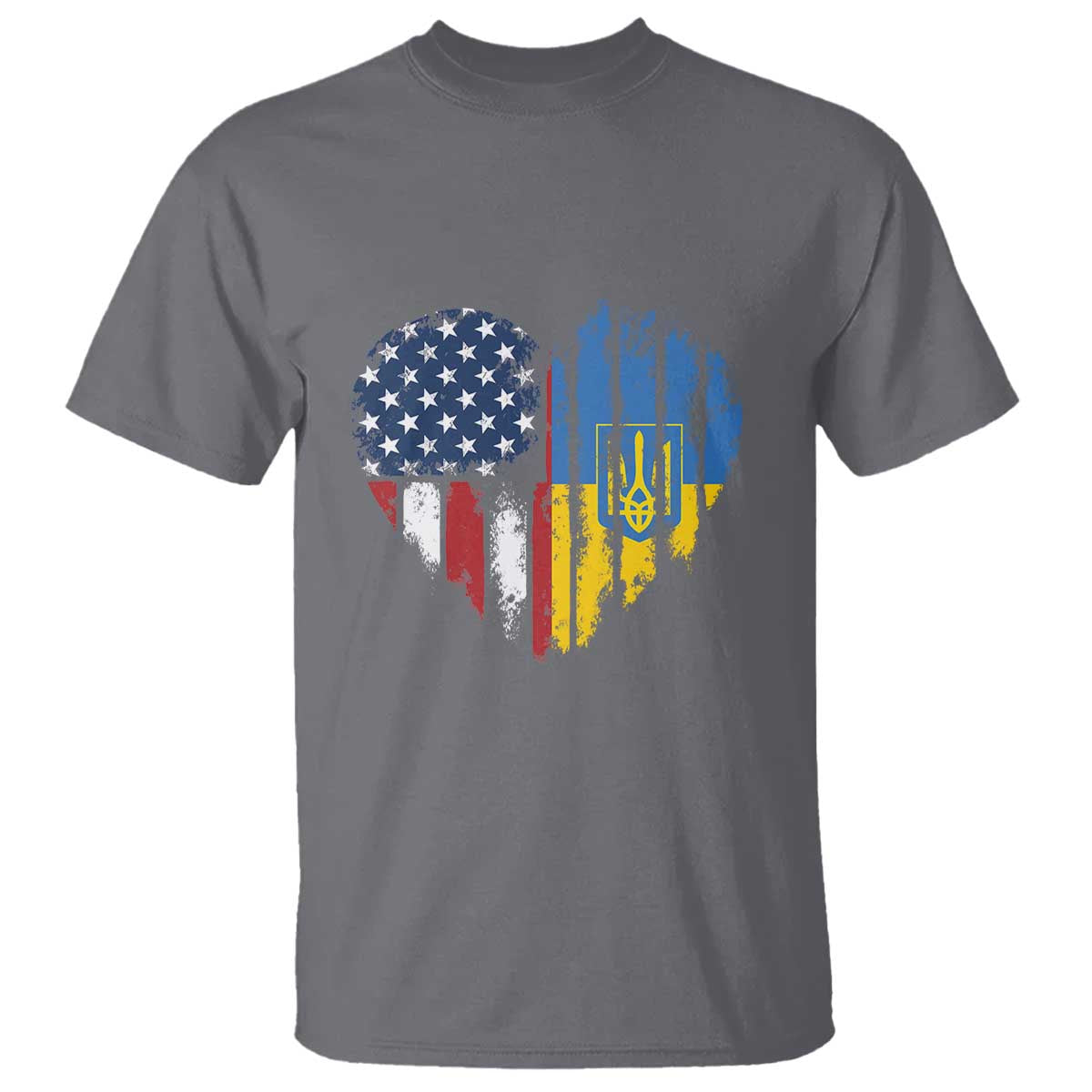 Support Ukraine T Shirt - Stand With Ukraine American Ukrainian Flag Protest Tee TS10 Charcoal Print Your Wear