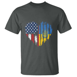 Support Ukraine T Shirt - Stand With Ukraine American Ukrainian Flag Protest Tee TS10 Dark Heather Print Your Wear