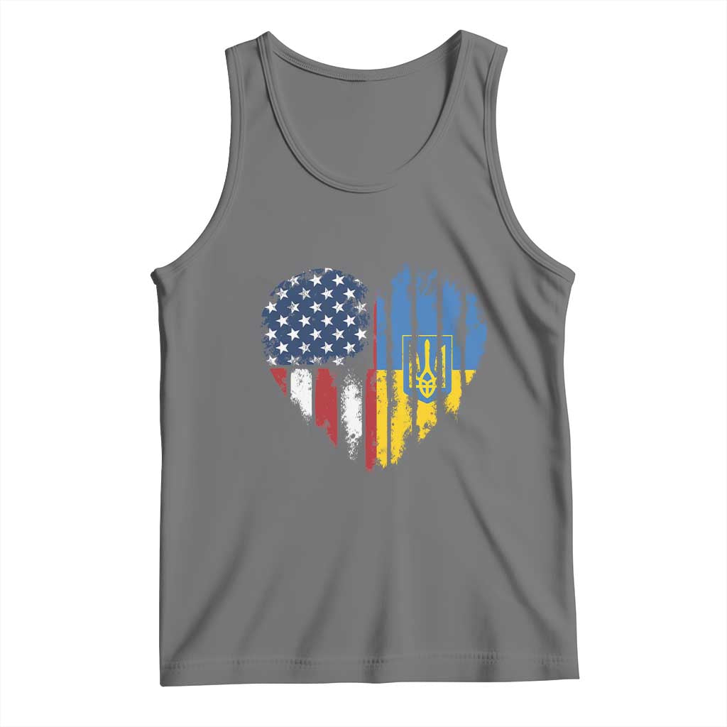 Support Ukraine Tank Top Stand With Ukraine American Ukrainian Flag TS10 Black Heather Print Your Wear