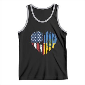 Support Ukraine Tank Top Stand With Ukraine American Ukrainian Flag TS10 Black Athletic Heather Print Your Wear