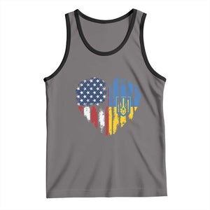 Support Ukraine Tank Top Stand With Ukraine American Ukrainian Flag TS10 Deep Heather Black Print Your Wear