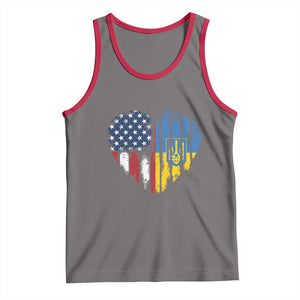 Support Ukraine Tank Top Stand With Ukraine American Ukrainian Flag TS10 Deep Heather Red Print Your Wear