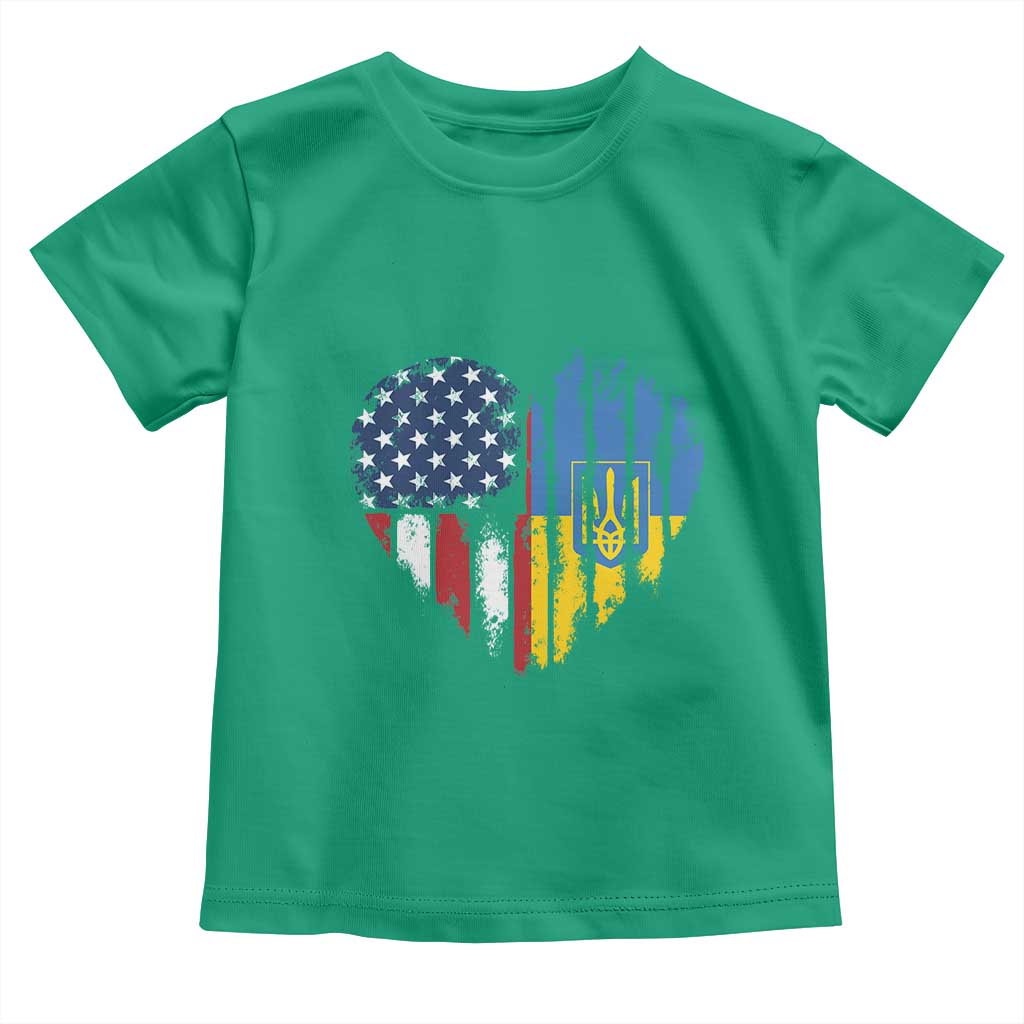 Support Ukraine Toddler T Shirt Stand With Ukraine American Ukrainian Flag TS10 Irish Green Print Your Wear