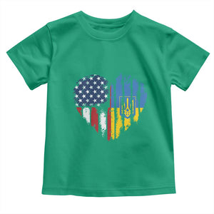 Support Ukraine Toddler T Shirt Stand With Ukraine American Ukrainian Flag TS10 Irish Green Print Your Wear
