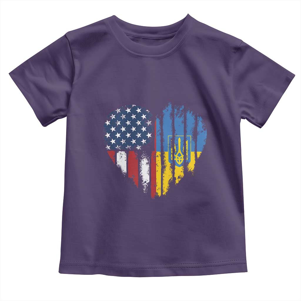 Support Ukraine Toddler T Shirt Stand With Ukraine American Ukrainian Flag TS10 Purple Print Your Wear