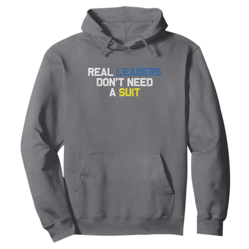 Support Ukraine Hoodie Real Leaders Dont Need Suits TS10 Charcoal Print Your Wear
