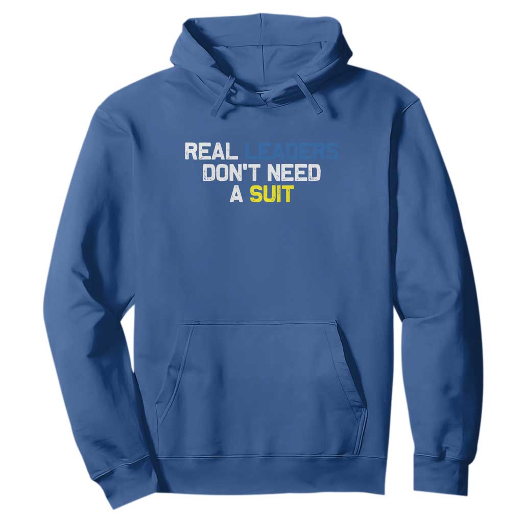 Support Ukraine Hoodie Real Leaders Dont Need Suits TS10 Royal Blue Print Your Wear