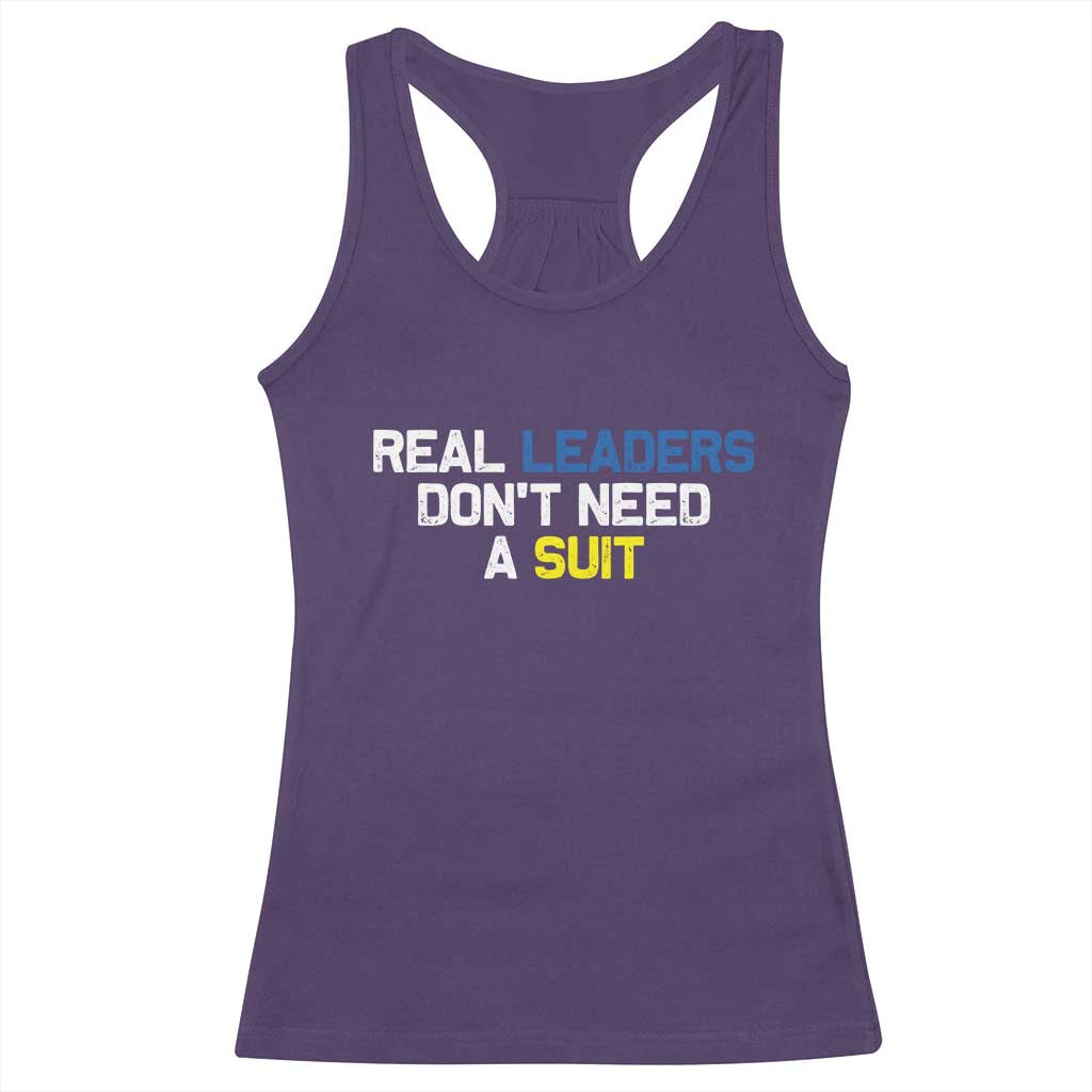 Support Ukraine Racerback Tank Top Real Leaders Dont Need Suits TS10 Purple Print Your Wear