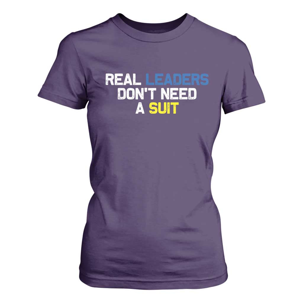 Support Ukraine T Shirt For Women Real Leaders Dont Need Suits TS10 Purple Print Your Wear