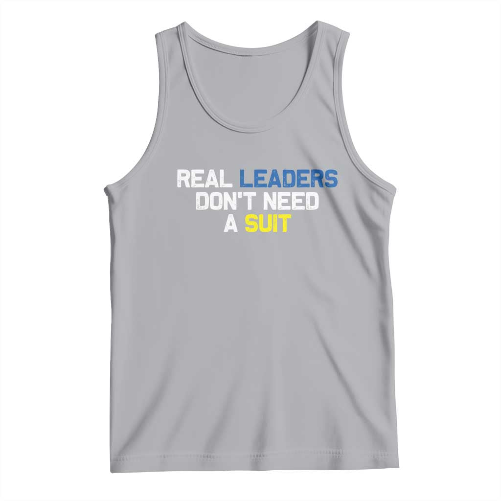 Support Ukraine Tank Top Real Leaders Dont Need Suits TS10 Athletic Heather Print Your Wear