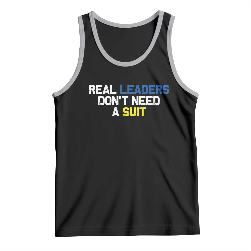 Support Ukraine Tank Top Real Leaders Dont Need Suits TS10 Black Athletic Heather Print Your Wear