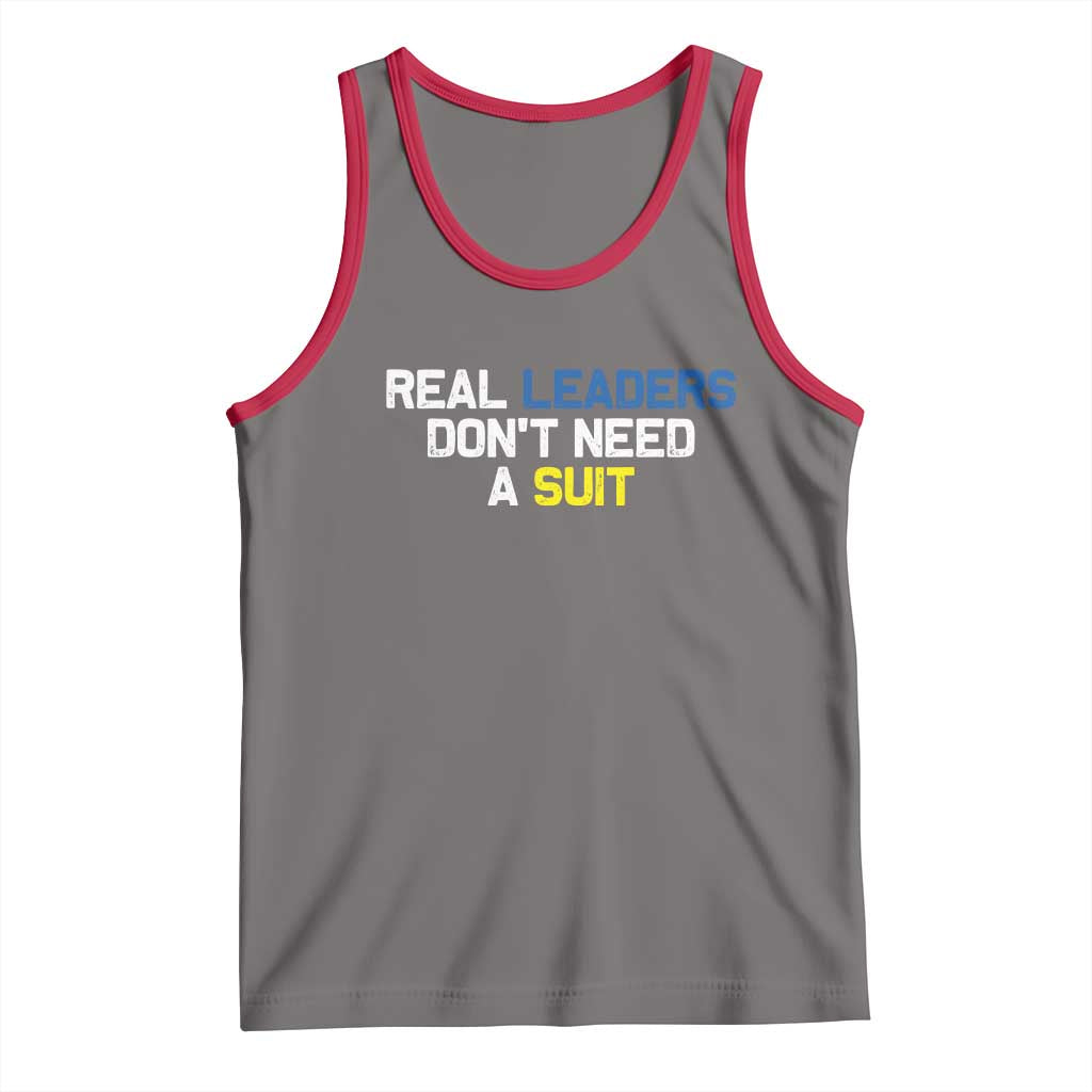 Support Ukraine Tank Top Real Leaders Dont Need Suits TS10 Deep Heather Red Print Your Wear