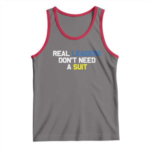 Support Ukraine Tank Top Real Leaders Dont Need Suits TS10 Deep Heather Red Print Your Wear