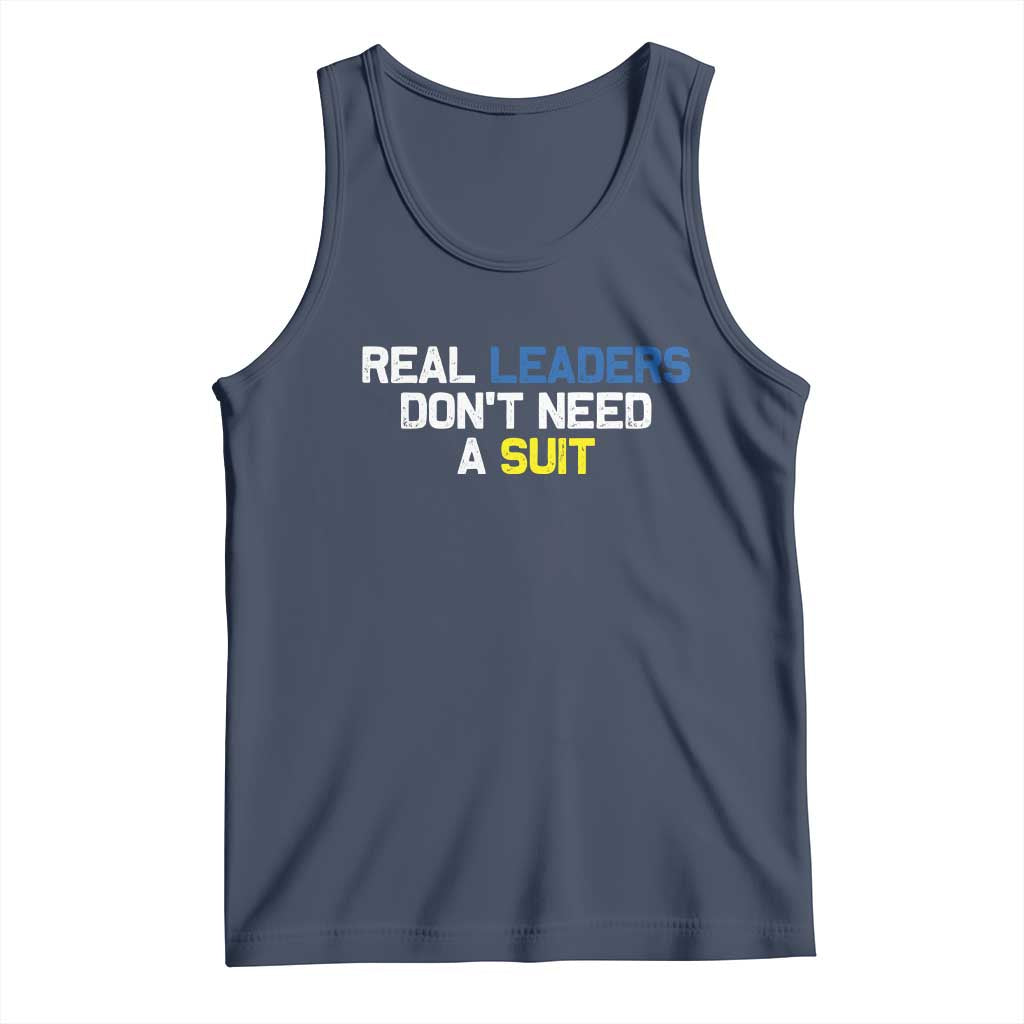 Support Ukraine Tank Top Real Leaders Dont Need Suits TS10 Navy Print Your Wear