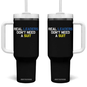 Support Ukraine Tumbler With Handle Real Leaders Dont Need Suits TS10 One Size: 40 oz Black Print Your Wear