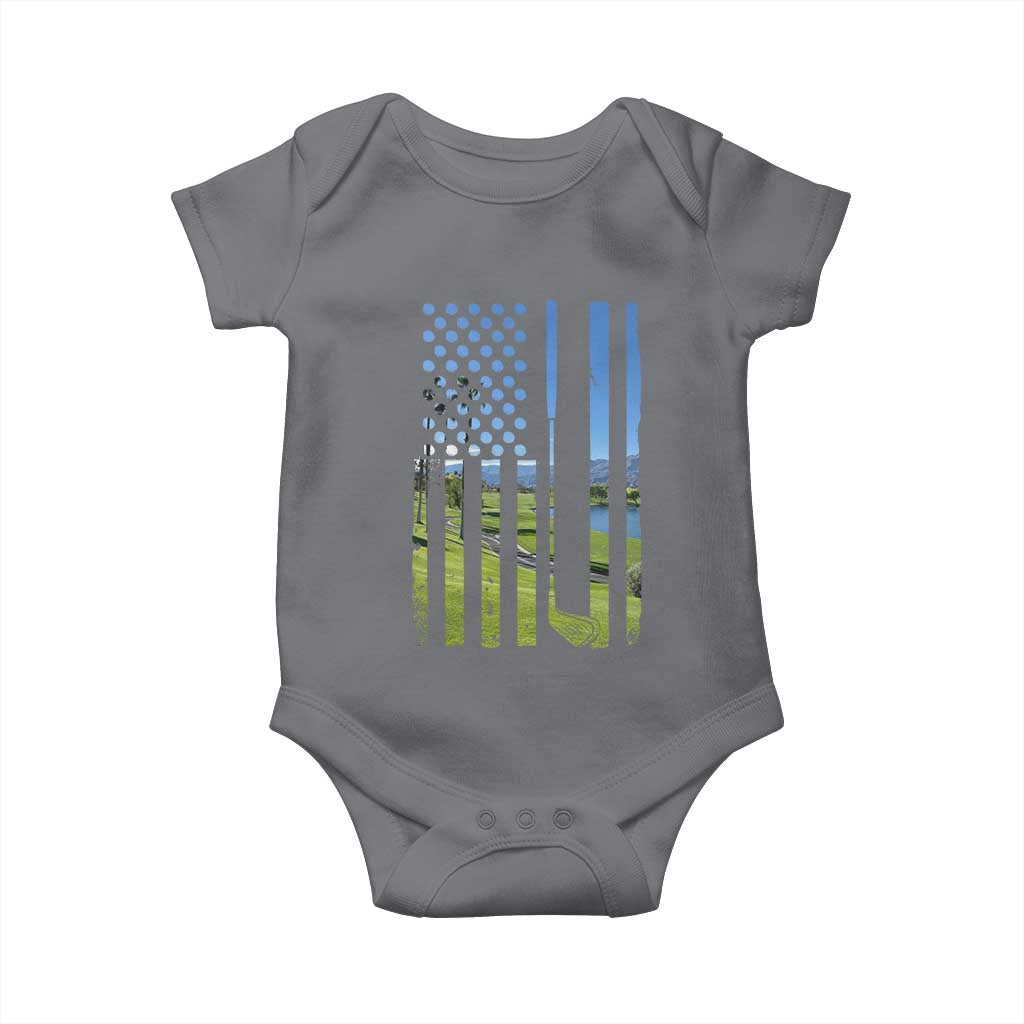 American Flag Golf Baby Onesie Golfer Funny Golf Club Golfing TS10 Charcoal Print Your Wear